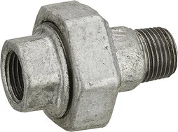 Raccord droit pour pour tube en acier galvanisé, male/femelle, diam. 26 x 34 mm