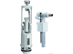 Bouton Poussoir Double Chasse D'eau Argenté - Pour Valve Optima 49 / Twyford - Diamètre 48 Mm - ABS