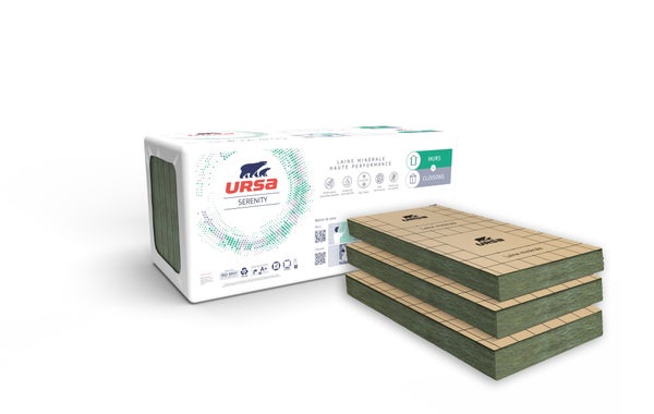 Lot de 5 panneaux laine de verre URSA SERENITY 32 Kraft mur Ep.120mm, 1.35x0.6m, R=3.75