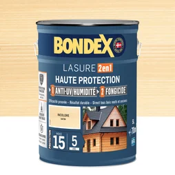 Lasure BONDEX 2en1 haute protection 5 ans incolore satiné 5 L