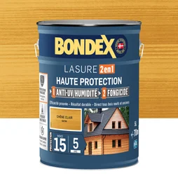 Lasure BONDEX 2en1 haute protection 5 ans chêne clair satiné 5 L
