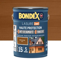 Lasure BONDEX 2en1 haute protection 5 ans chêne moyen satiné 5 L