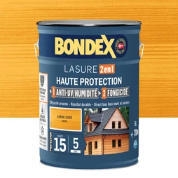 Lasure BONDEX 2en1 haute protection 5 ans chêne dore satiné 5 L