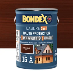 Lasure BONDEX 2en1 haute protection 5 ans chêne fonce satiné 5 L