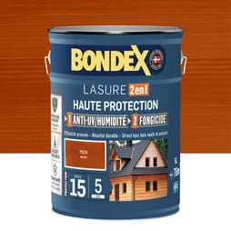 Lasure BONDEX 2en1 haute protection 5 ans teck satiné 5 L