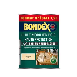 Huile BONDEX mobilier bois haute protection incolore mat, 1.2 L