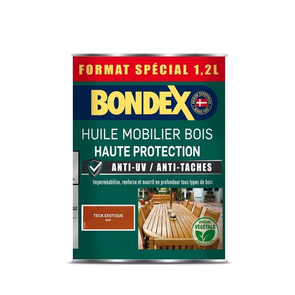 Huile BONDEX mobilier bois haute protection teck mat, 1.2 L