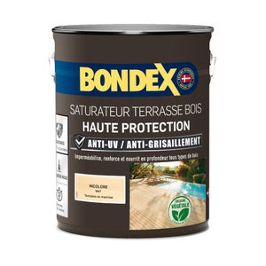 Saturateur terrasse bois haute protection BONDEX, incolore, mat 5 L