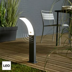 Borne extérieure LED à détection, 1500 Lm anthracite Lakko INSPIRE