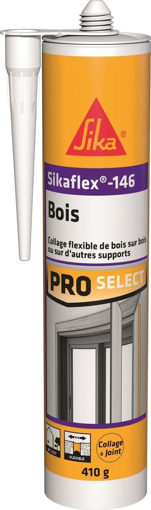 Mastic colle bois Sikaflex - 146 SIKA blanc, 410 g