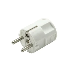 Fiche électrique mâle 2 pôles + terre, connexion en haut, 16 A, blanc