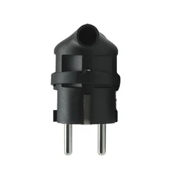 Fiche électrique mâle 2 pôles + terre, connexion sur le côté, 16 A, noir