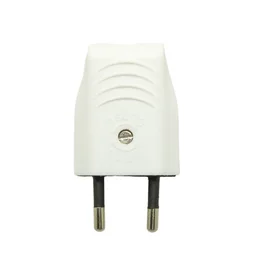 Fiche électrique mâle 2 pôles, connexion en haut, 6 A, blanc