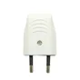 Fiche électrique mâle 2 pôles, connexion en haut, 6 A, blanc