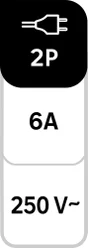 Fiche électrique mâle 2 pôles, connexion en haut, 6 A, gris