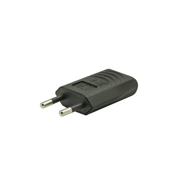 Fiche électrique mâle 2 pôles, connexion sur le côté, 6 A, noir