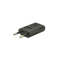 Fiche électrique mâle 2 pôles, connexion sur le côté, 6 A, noir
