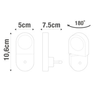 Veilleuse led orientable et à detection crépusculaire, INSPIRE, 230 V 3000K blanc