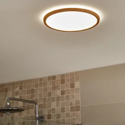 Plafonnier salle de bain, INSPIRE Lano nature, module led, diam. 29,4 cm couleur bois