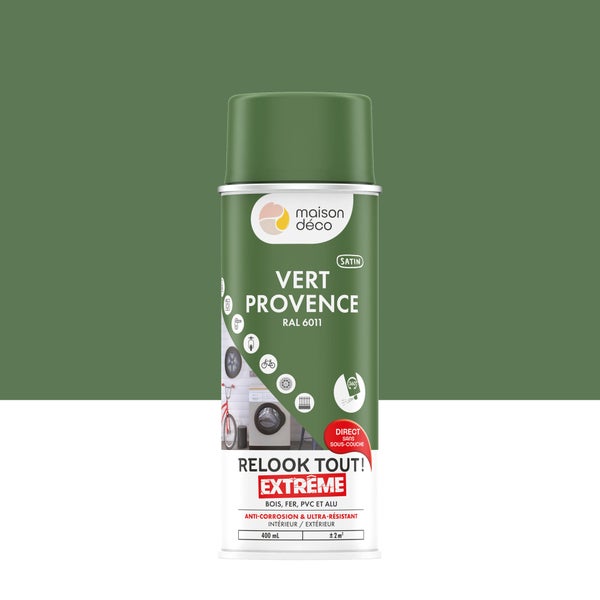Peinture aérosol relook tout MAISON DECO vert ral 6011 satiné 0.400 L
