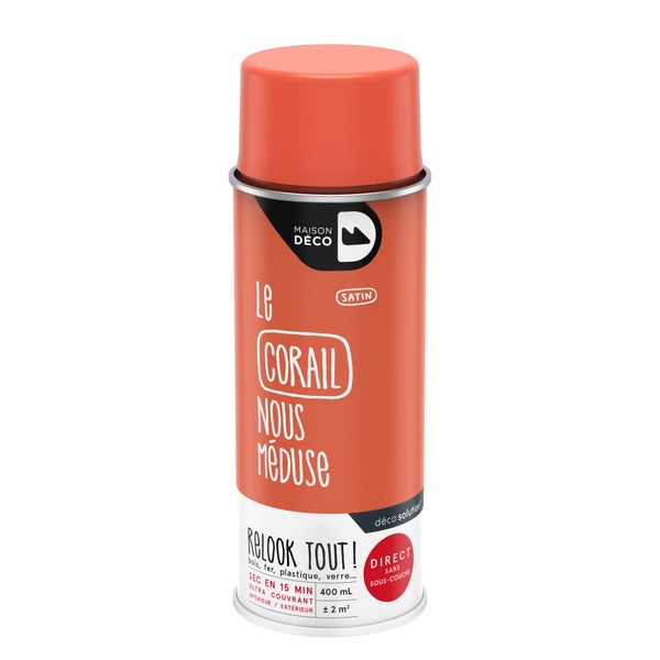 Peinture aérosol Relook Tout MAISON DECO corail satiné 400 ml