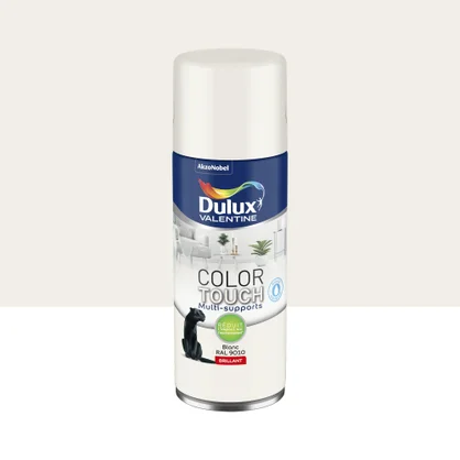 Bombe de peinture Color touch DULUX VALENTINE blanc RAL 9010 brillant 400 ml