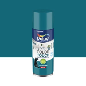 Peinture aérosol Color touch DULUX VALENTINE turquoise intense brillant 0.4l