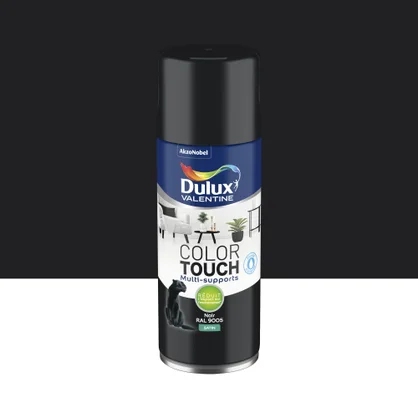 Bombe de peinture Color touch DULUX VALENTINE noir RAL 9005 satiné 400 ml