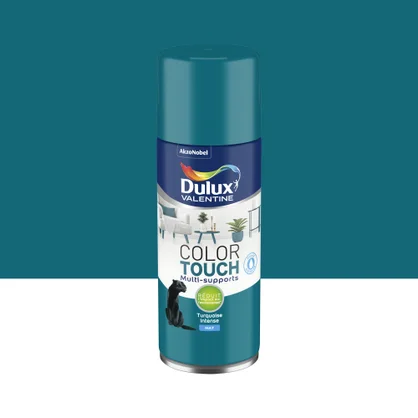 Bombe de peinture Color touch DULUX VALENTINE turquoise intense mat 400 ml