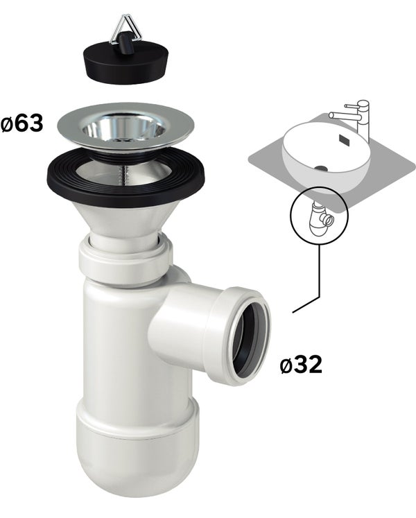 Vidage raccord trop plein diam. 32 mm EQUATION