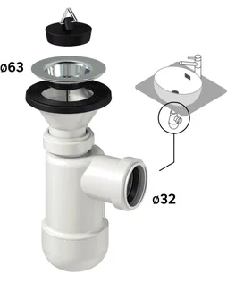 Vidage raccord trop plein diam. 32 mm EQUATION