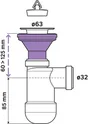 Vidage raccord trop plein diam. 32 mm EQUATION