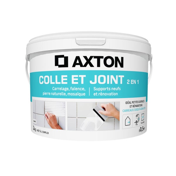 Colle et joint pate, interieur, blanc AXTON 2KG