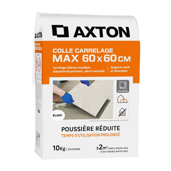 Colle en poudre sol/mur, interieur/exterieur, flex, blanc AXTON 10KG