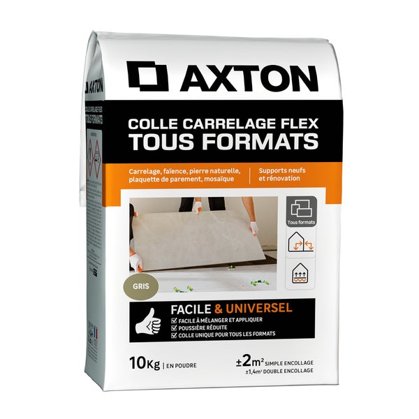 Colle en poudre sol/mur, interieur/exterieur, easy, gris AXTON 10KG