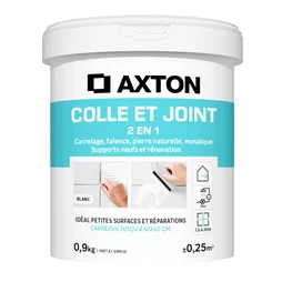 Colle et joint pate, interieur, blanc AXTON 0.9KG