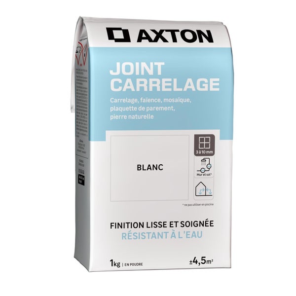 Joint poudre carrelage / mosaïque AXTON blanc 1KG