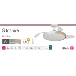 Ventilateur de plafond FURTUNA diam.112cm rétractable cct/dimm bois INSPIRE