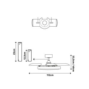 Ventilateur de plafond FURTUNA diam.112cm rétractable cct/dimm bois INSPIRE