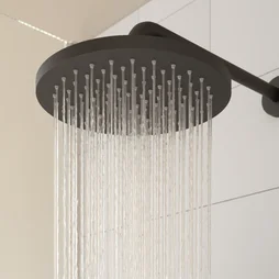 Pomme de douche haute ronde, SENSEA Kouta, L.25 x l.25 cm, noir