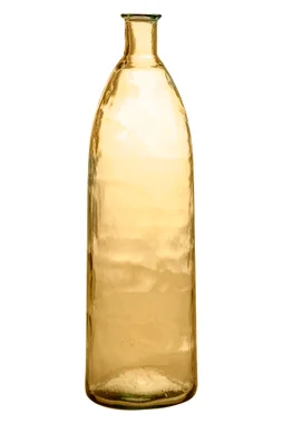 Vase bouteille verre Cocoa, safran l.26 x H.81 cm