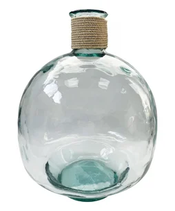 Vase en verre bombé, blanc l.35 x H.40 cm