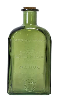 Vase bouteille Médoc, vert l.20 x H.39 cm
