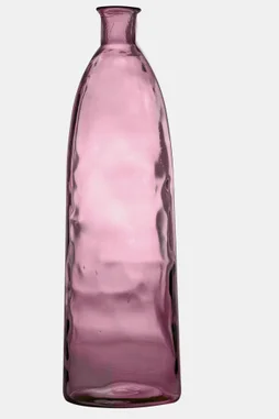 Vase bouteille verre Cocoa, rose l.26 x H.81 cm