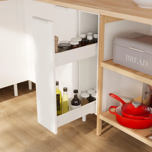 Meuble bas 20cm 1 porte coulissante ELEKI blanc