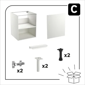 Meuble bas 60cm 1 porte ELEKI blanc