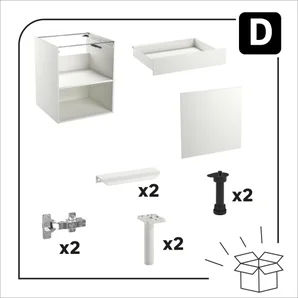 Meuble bas 60cm 1 porte/1 tiroir ELEKI blanc