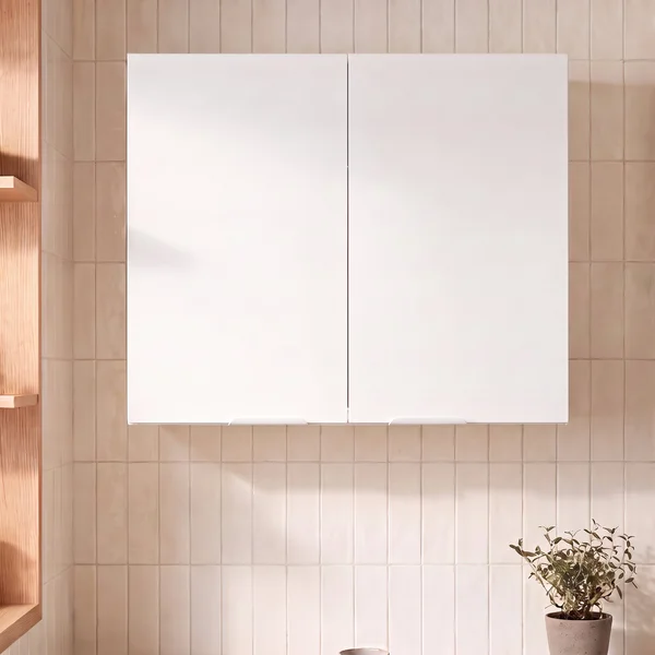 Meuble haut 80cm 2 portes ELEKI blanc