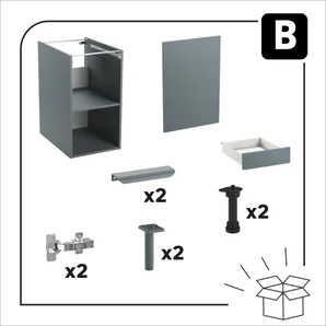 Meuble bas 40cm 1 porte/1 tiroir ELEKI gris