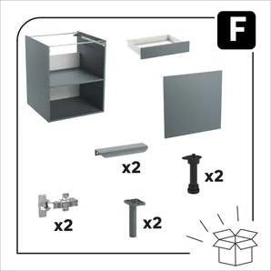 Meuble bas 60cm 1 porte/1 tiroir ELEKI gris